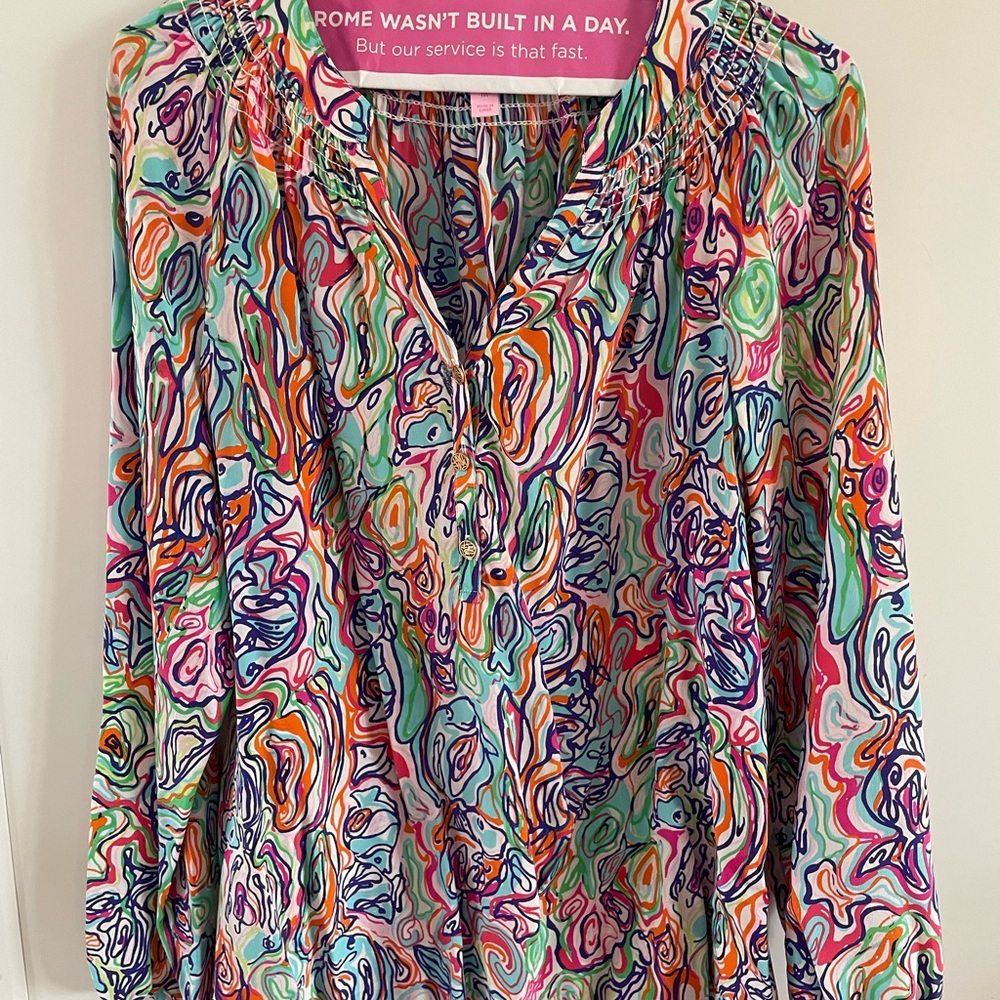 Colorful Abstract Blouse - 100% silk